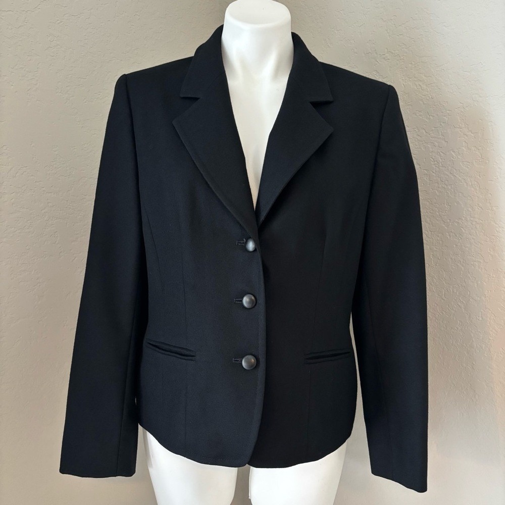 Vintage Pendleton Black Three Button 100% Wool Single Breasted Blazer Women's